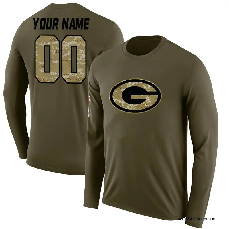 Men's Custom Green Bay Packers Legend Olive Salute to Service Sideline