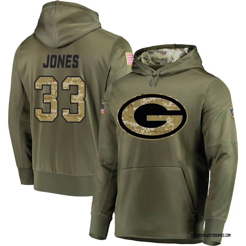 Aaron Jones Green Bay Packers Youth Legend Olive Salute To Service T-Shirt